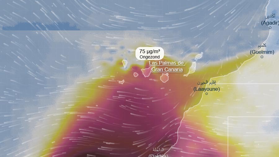 Update Calima: luchtkwaliteit Gran Canaria is nu ongezond!
